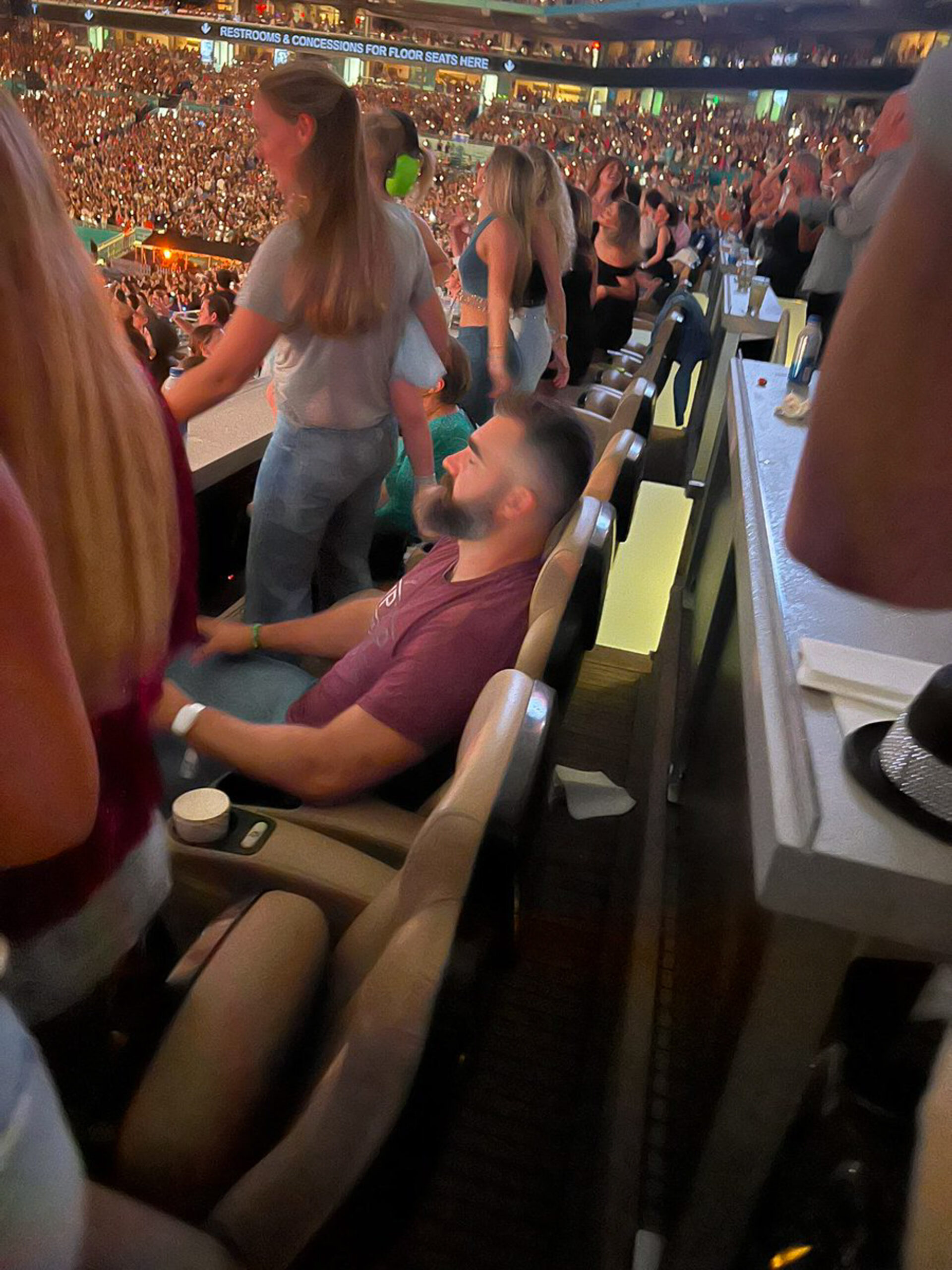 Jason Kelce appears to fall asleep during Taylor Swift’s Eras Tour show in Miami 1 jason kelce appears fall asleep 91932865 0KRYZe scaled