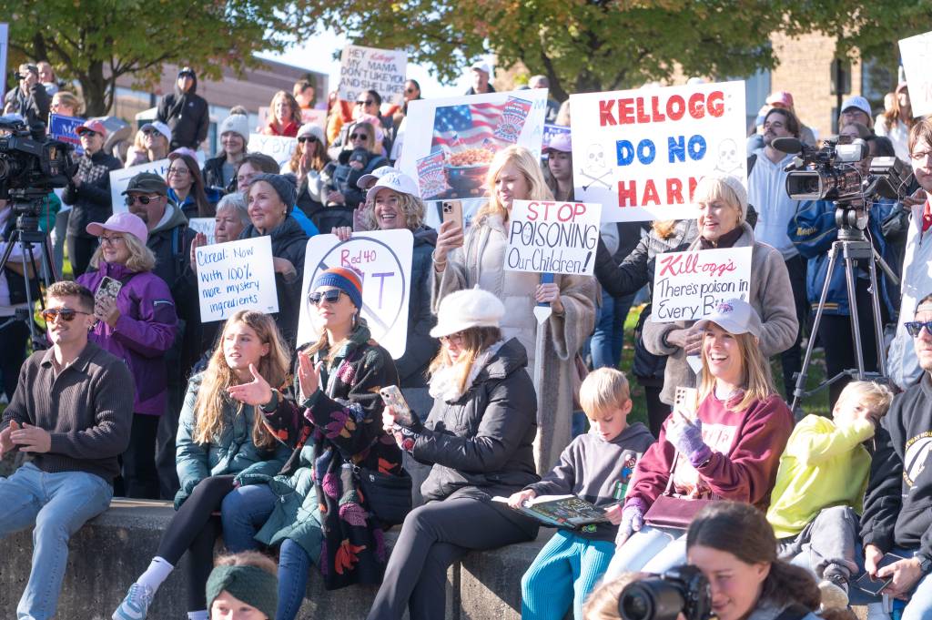 supporters gathered protest artificial food 91667582